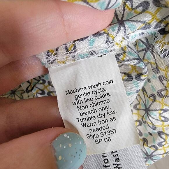 J Crew Tie Front Geo Print Ruffle Neck Blouse Top 6 - Picture 5 of 12